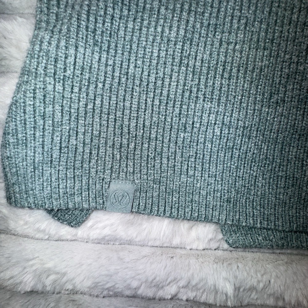Lululemon Sweater Womens 8 Merino Wool-Blend Ribbed Crewneck Teal Green boxy fit - Picture 9 of 9